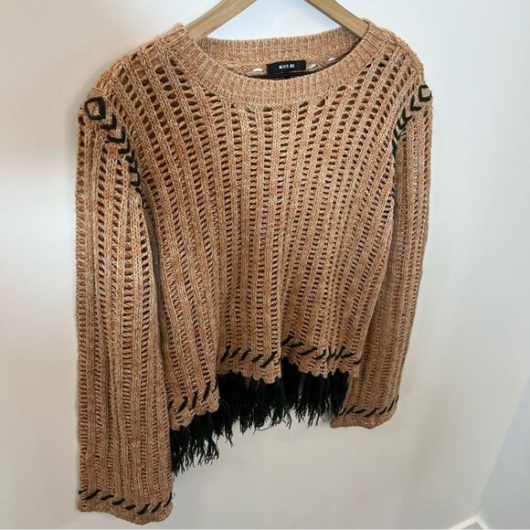 Miss Me Knit Tassel Sweater Size Medium - Picture 3 of 8